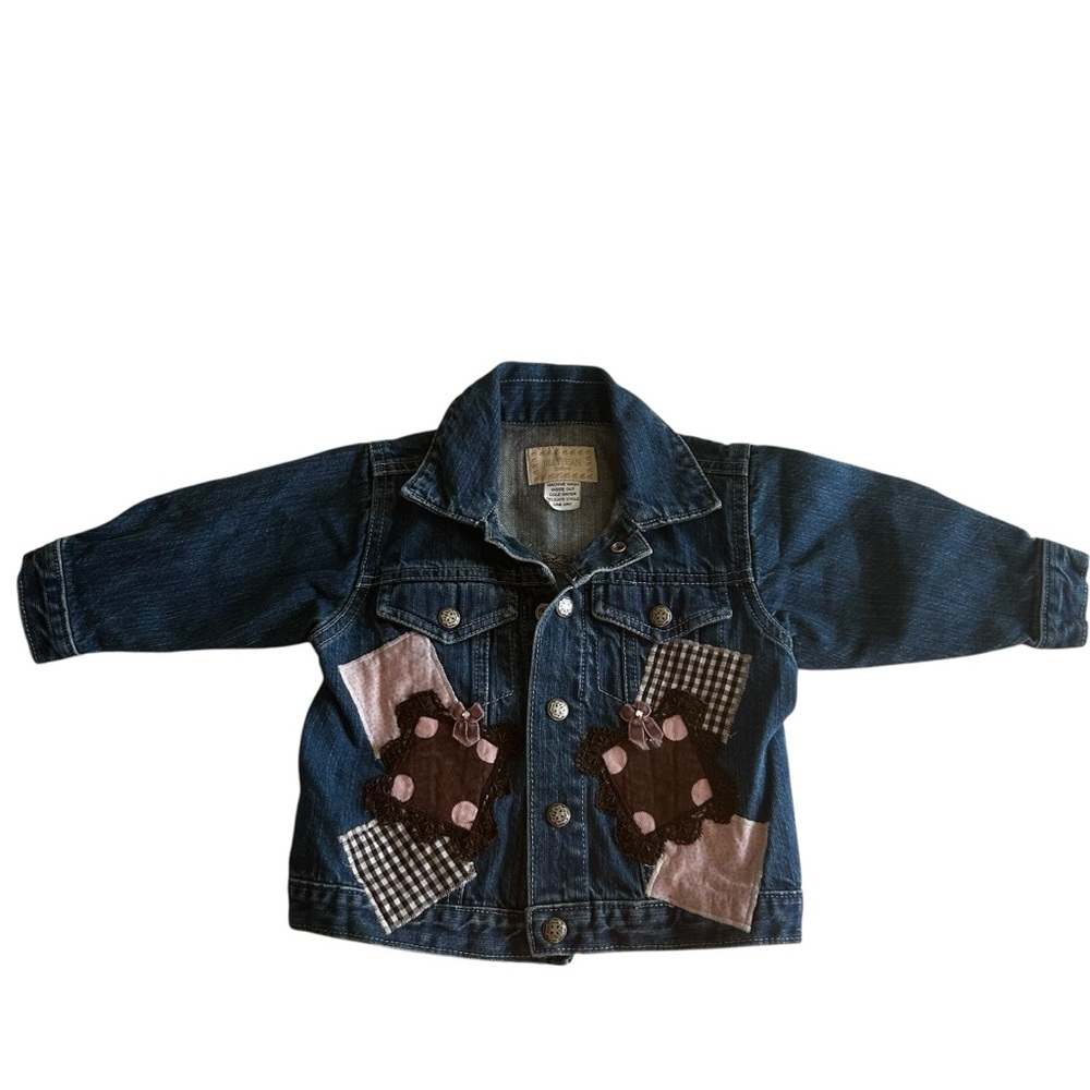 OSHKOSH jillybean Bebe baby girl blue denim patchwork jacket size 18 months - Picture 3 of 13